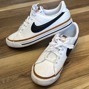 Nike Kids White Sneakers with Black and Tan Accents